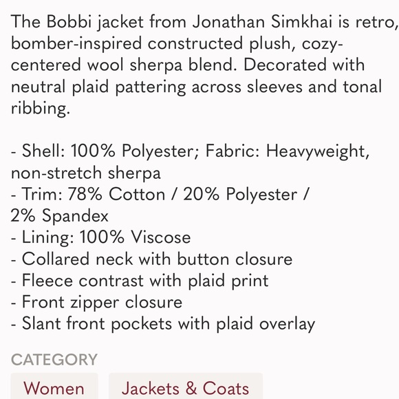 Jonathan Simkhai Standard Bobbi Sherpa Bomber Jacket sz xs - Picture 2 of 3